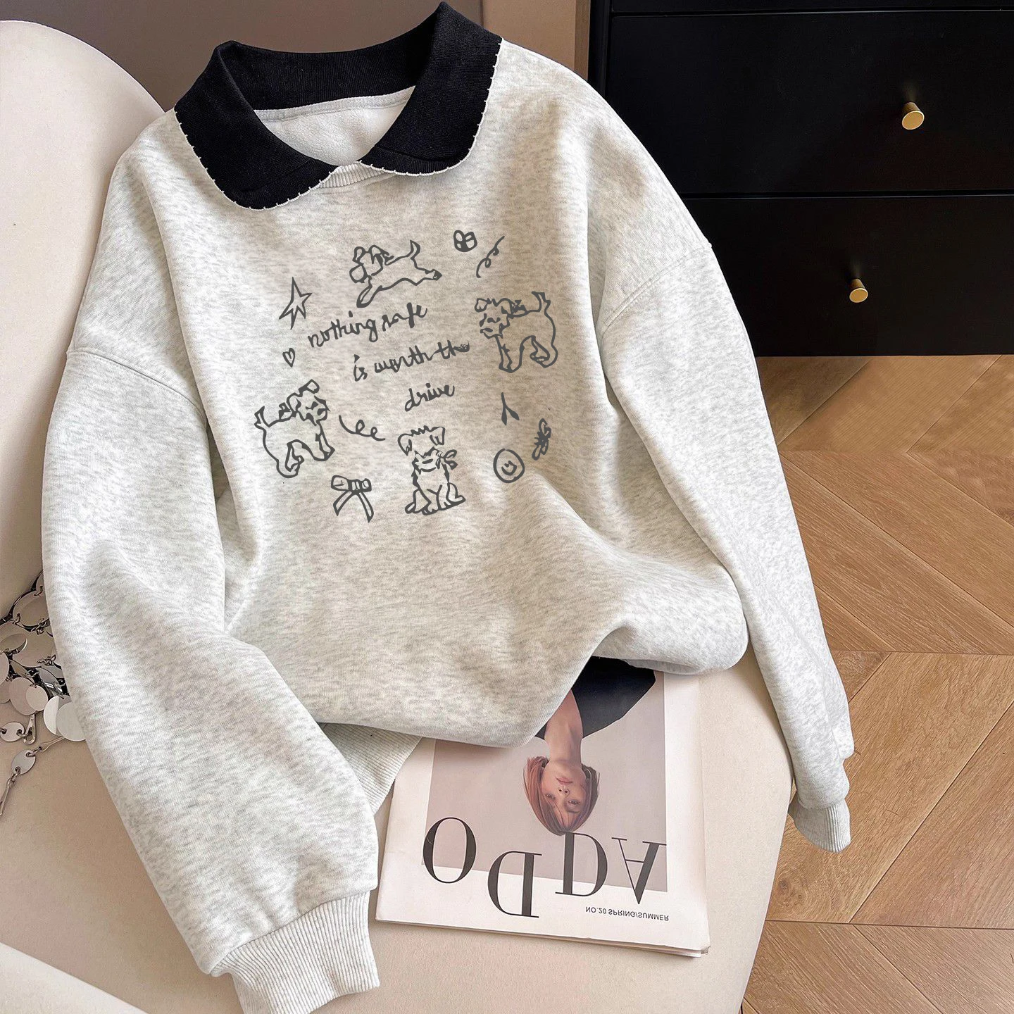 

Модный женский свитшот с принтом, повседневная толстовка с капюшоном в корейском стиле, весна-осень, универсальный топ для любого образа