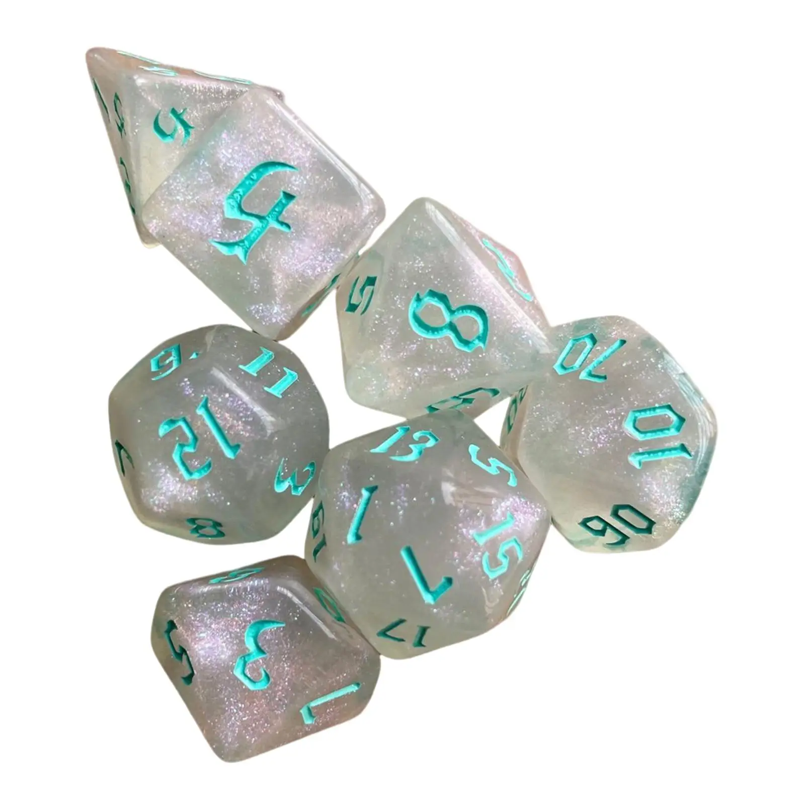Acrylic Polyhedral Game Dices Set 7 Die Colorful Numbers Tabletop Board Games Math Games Logic Games for Parties
