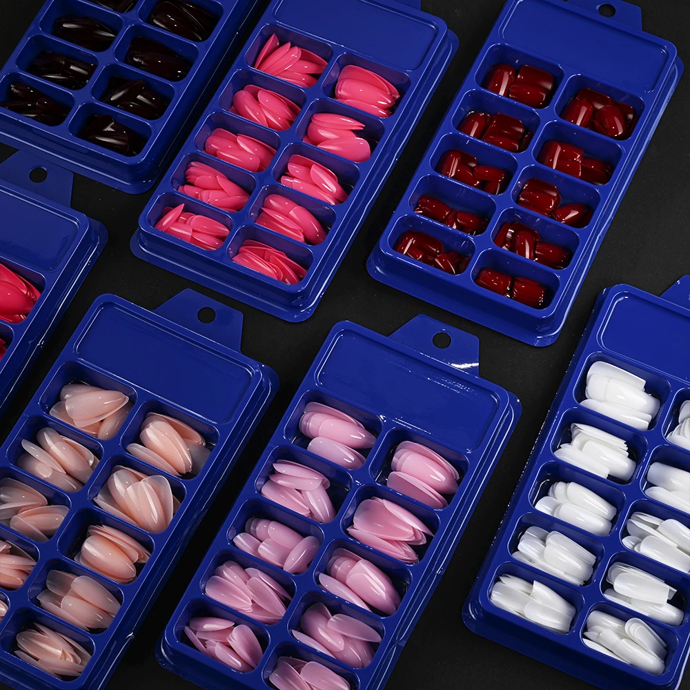 120Pcs Solid Colors Fake Nails Medium Square Press-On Nail Almond Coffin Shaped  for Women Daily Work Wearable False Fingertips view 6