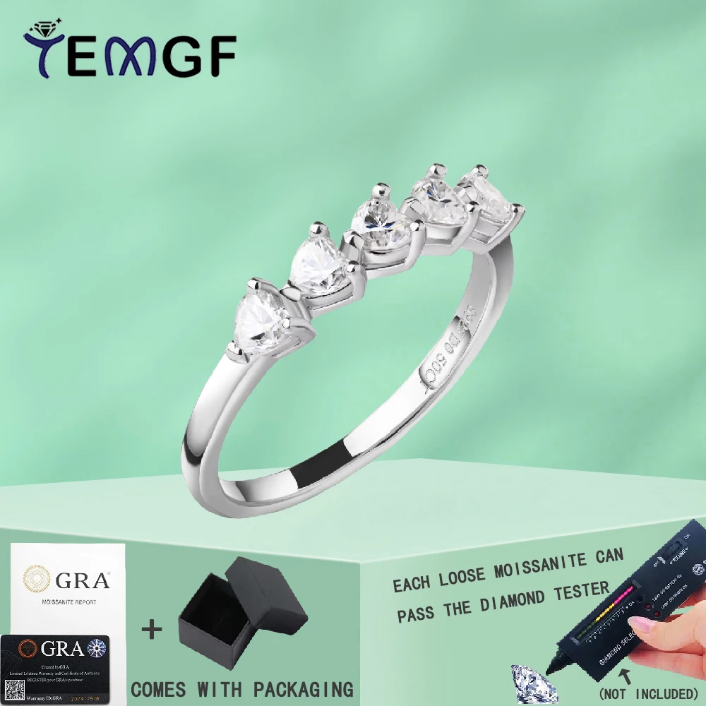 

TEMGF Moissanite Ring 3mm Heart Cut S925 Silver Ring for Women Elegant Fine Love Gifts Fashion Fine Jewelry