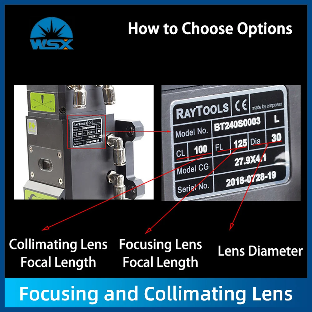 WSX Laser-Fokussierlinse mit Linsenhalter D30 D37 F100/150/200 Kollimationslinse für KC13 KC15 NC30 NC60 Laserschneidkopf – Detail 3