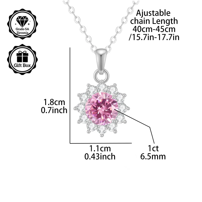 

Christmas gift for, 1 carat zirconia necklace for women, Jewelry for women, hypoallergenic necklace, high quality jewelry