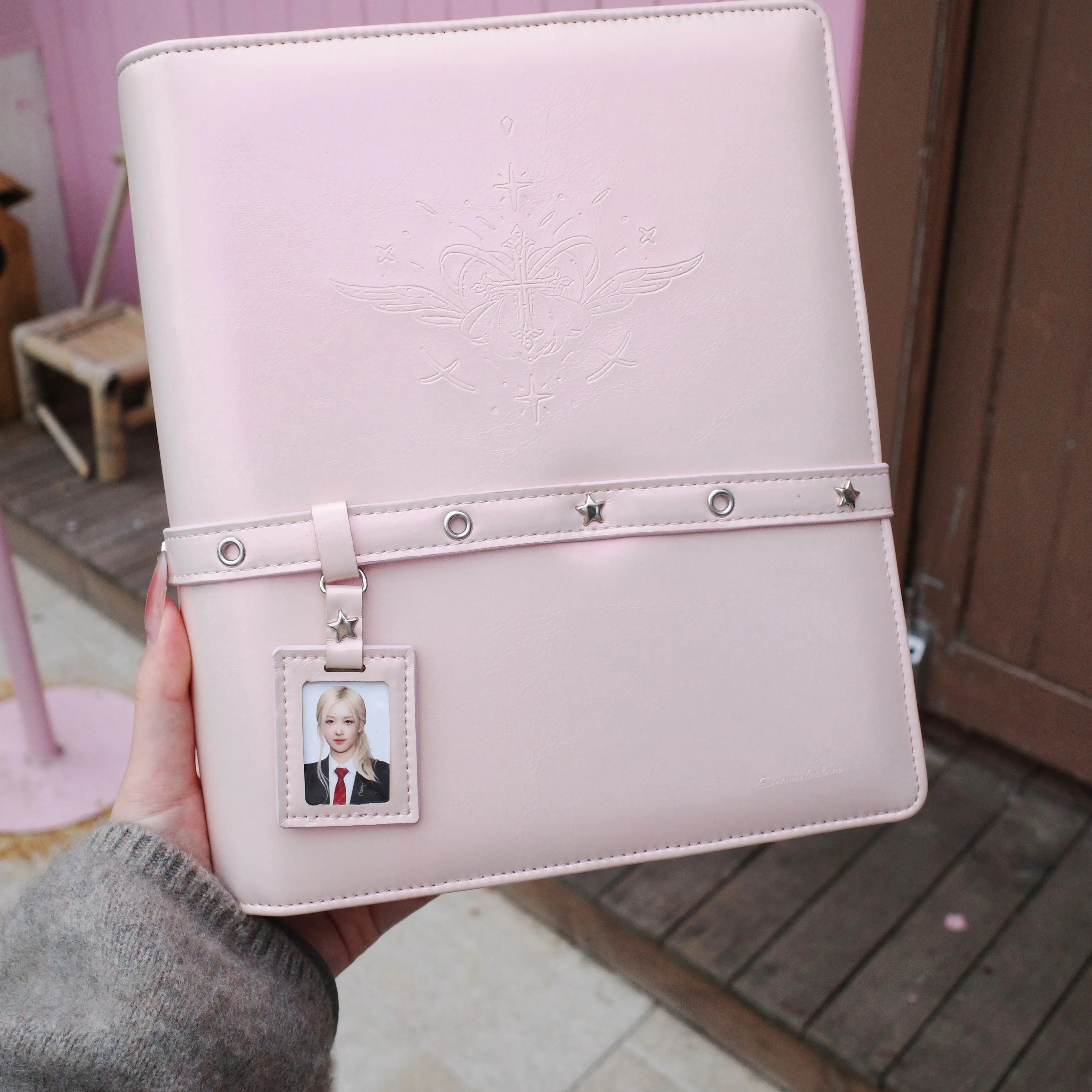 Light Pink Leather A5 Photocard Binder 4 Pocket PC Card Holder 3Inch Photo Album Kpop Polaroid Collect Book Korean 포카 바인더