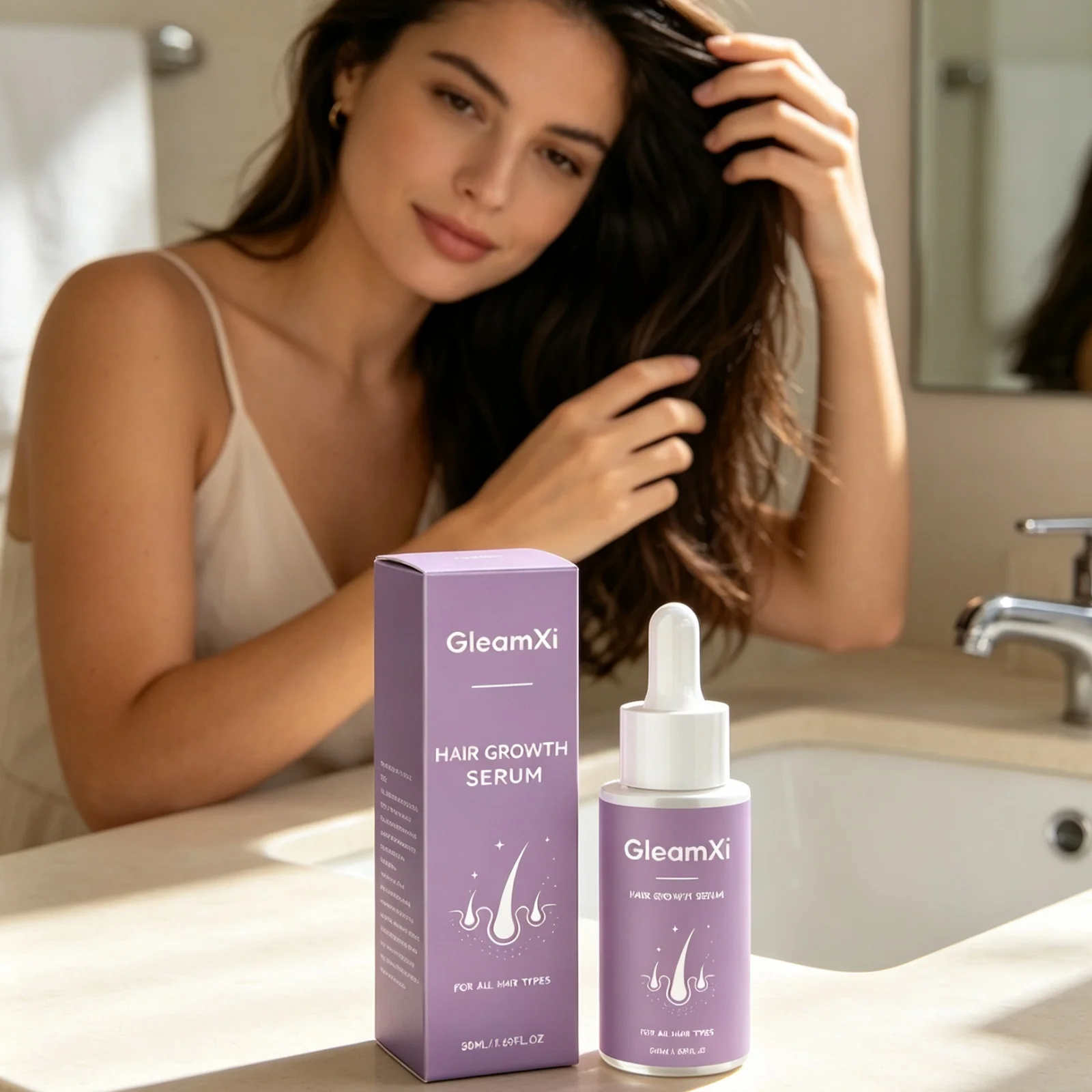 GleamXi Hair Growth Serum Fast Penetrating Strengthen Roots Repair Damaged Hair Lock Moisture Smoothing Frizz Scalp Care Serum