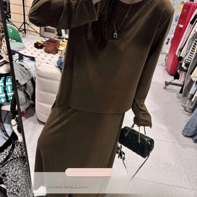 

JINGU High-Cold-Feeling round Ne f Skirt with Ba Slit Polyester Fiber Chinese Production for Women in Their 20s And 30s