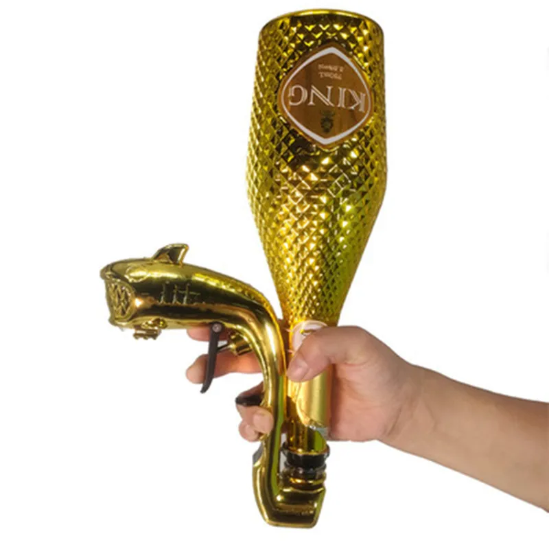 Zinc Alloy Shark Dolphin Champagne Spray Gun Wine Sprayer Pistol Bottle Beer Dispenser Squirt Gun For Party Nightclub Bar Game