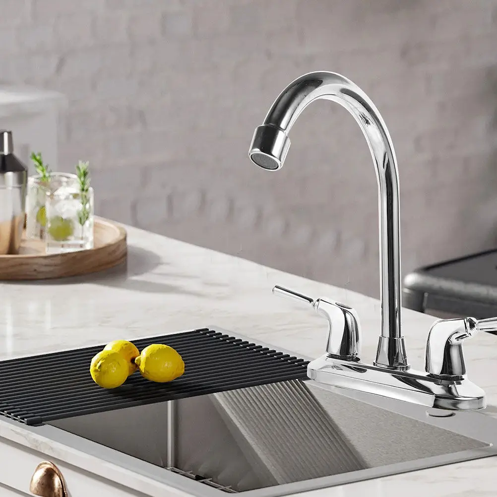 

Bar Sink Metal Double Handle Bathroom 360 Rotatable Spout Hot Cold Water Tap Easy Install Kitchen Sinks Dual Hole Sturdy Surface