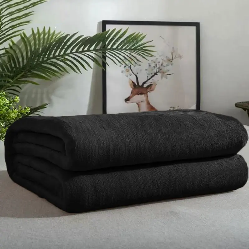 Fluffy Warm Super Soft Flannel Blanket Durable Office Bedspread Coral Fleece Solid Color Summer Blanket Thin Quilt Small