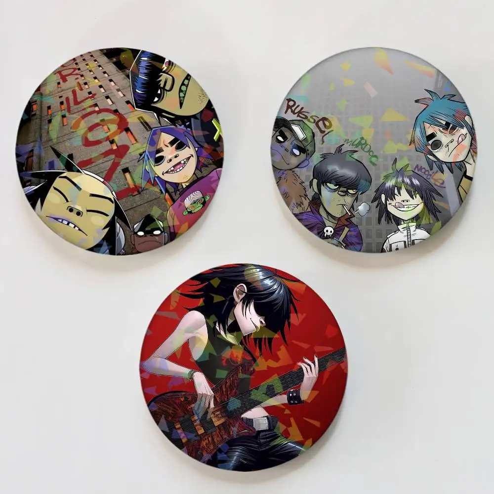 Band G-Gorillaz Runde exquisite Laser Abzeichen Broschen kreative Pins für Kleidung Hut Rucksack Geschenk Zubehör