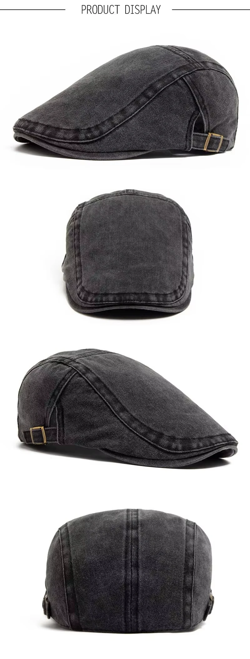 Heißer Verkauf Vintage Maler-Baskenmütze Unisex Mode Flache Schirmmütze Lässige Herbst Retro Baumwolle Einfarbige Newsboy-Mütze Sommer Verstellbar – Detail 3