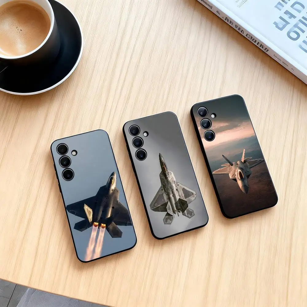Fighter Aircraft F22 Raptor  Phone Case For Samsung Galaxy A73,A72,A71,A70,A53,A52,A51,Soft Silicone Black Cover Gift