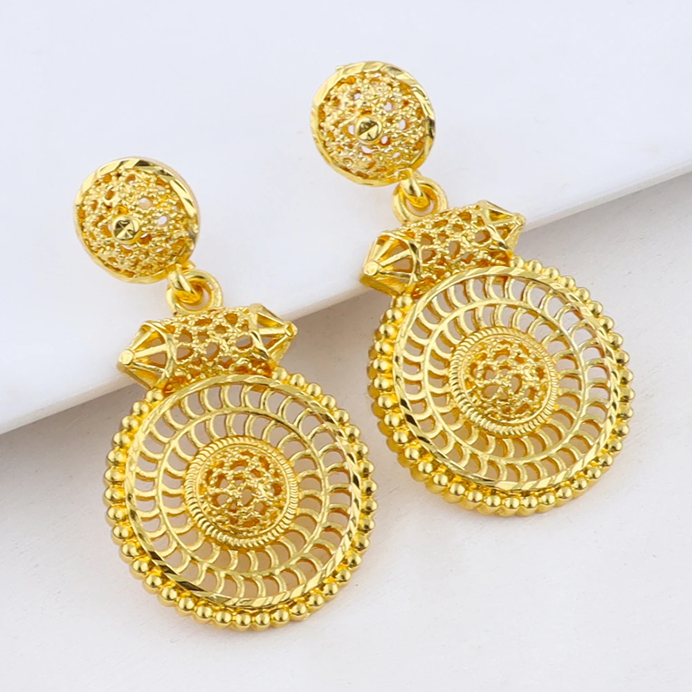 

Opulent Gold-Tone Bridal Set – Dubai-Arabic Necklace Earrings Ring, Vintage Wedding Jewelry Gift for Bride