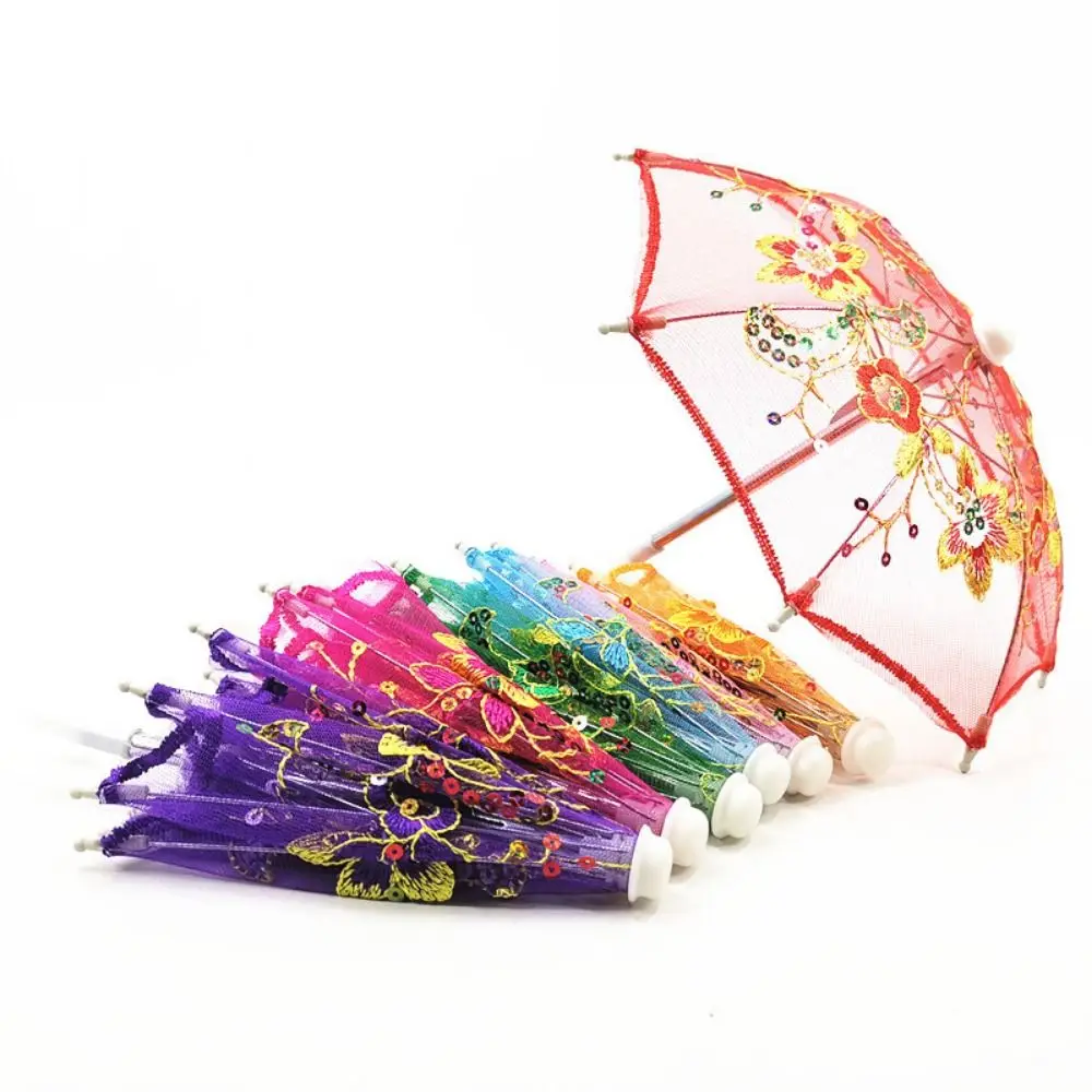 Handmade Lace Embroidered Umbrella Funny Cute Exquisite Mini Umbrella Toy DIY Doll Umbrella Accessories Birthday Gift