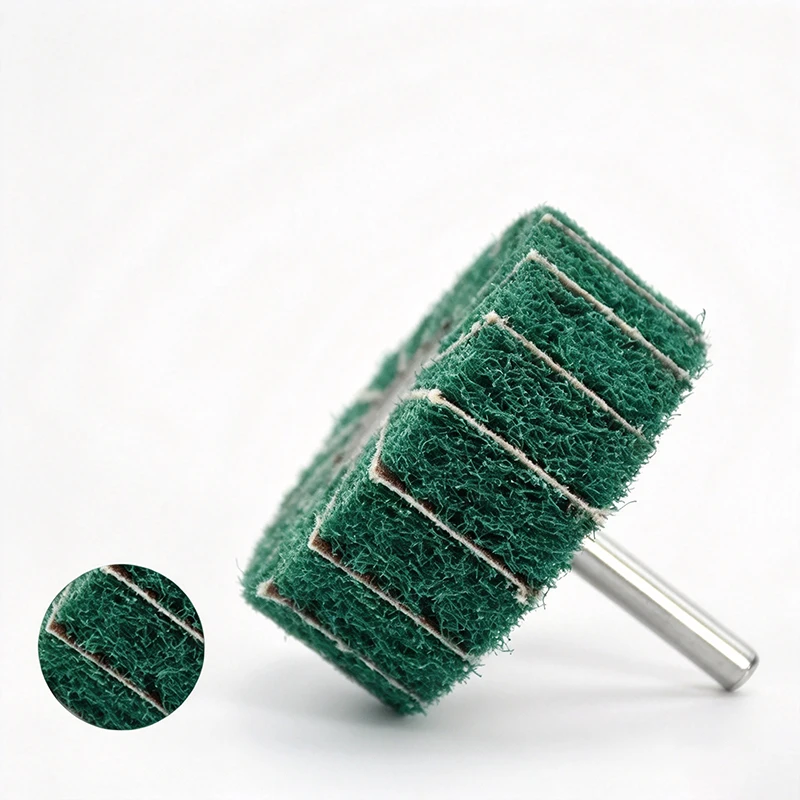 1pc Abrasive Nylon Flap Wheel with Shank Non-Woven Polishing Wheel Shank Diameter: 6mm Head Diamete: 25~100mm