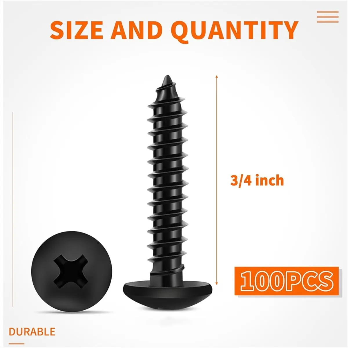

*A91P 100PCS 6 x 3/4 Inch 18-8 (A2) Stainless Steel Truss HeadPhillips Wood Screws,Black Coated Full Thread
