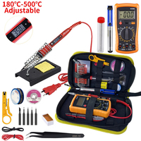 JCD 908S Electric Solder Iron Set Kit 80W 220V 110V Adjustable Temperature Solder Welding Repair Tool DIY LCD Digital Multimeter