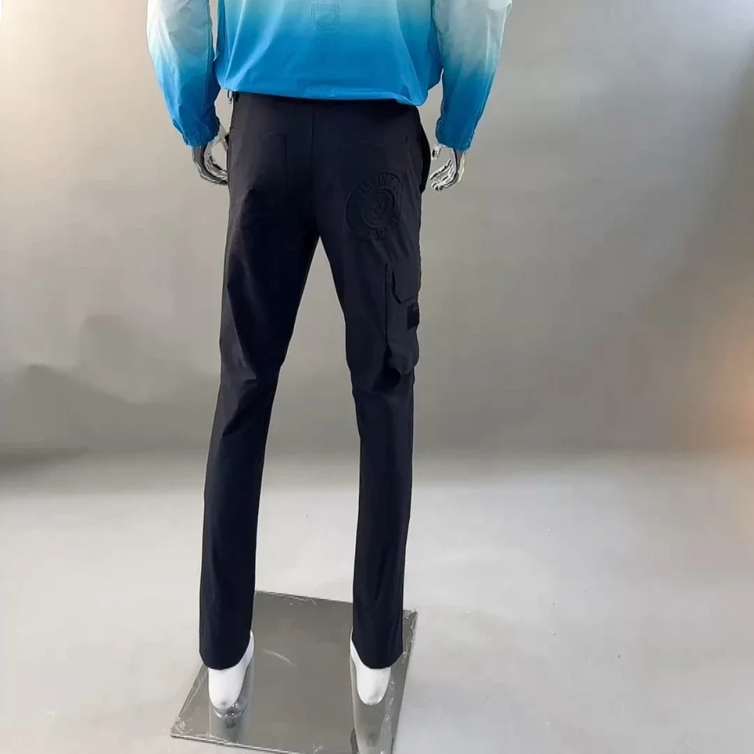 Men's Golf Pants 2026 Fall New Korean Style Letter Print Slim Fit Quick-Dry Sporty Stretch Polyester Outdoor Breathable UV Soft