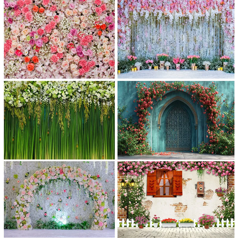 

Wedding Scene Arch Flower Photography Backdrops Props Flora Curtain Valentine's Day Decors Theme Photo Studio Background FL-16