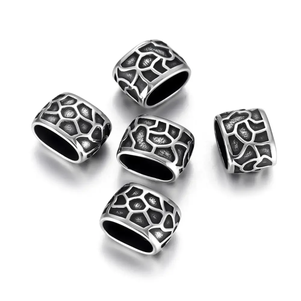 Stainless Steel Slider Beads Leopard Hole 12x6mm for Charm Bracelet Making Leather Jewelry DIY Slide Charms Accessories