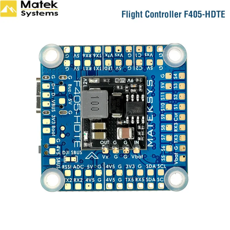 

Контроллер полета MATEK F405-HDTE F4 STM32F405 Встроенный двойной OSD BEC Blackbox 3 ~ 12S LiPo 30X30 мм для FPV Drone вместо F722-HD