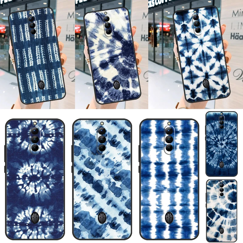 Shibori indigo Tie Dye Case For ZTE Nubia Red Magic 6 Pro 7 Pro 6R 6S 7S 5G 5S Cover For Red Magic 8 Pro Coque