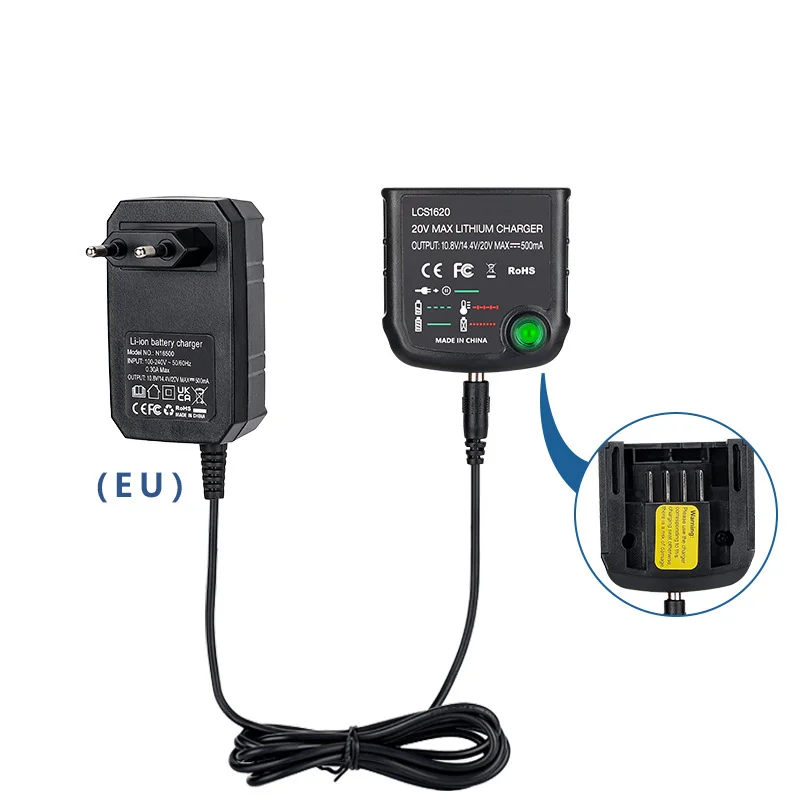 LCS1620 Black & Decker 전동 공구에 적합한 LED 조명이 장착된 새로운 리튬 이온 배터리 12V-18V 충전기 리튬 이온 전기 충전기