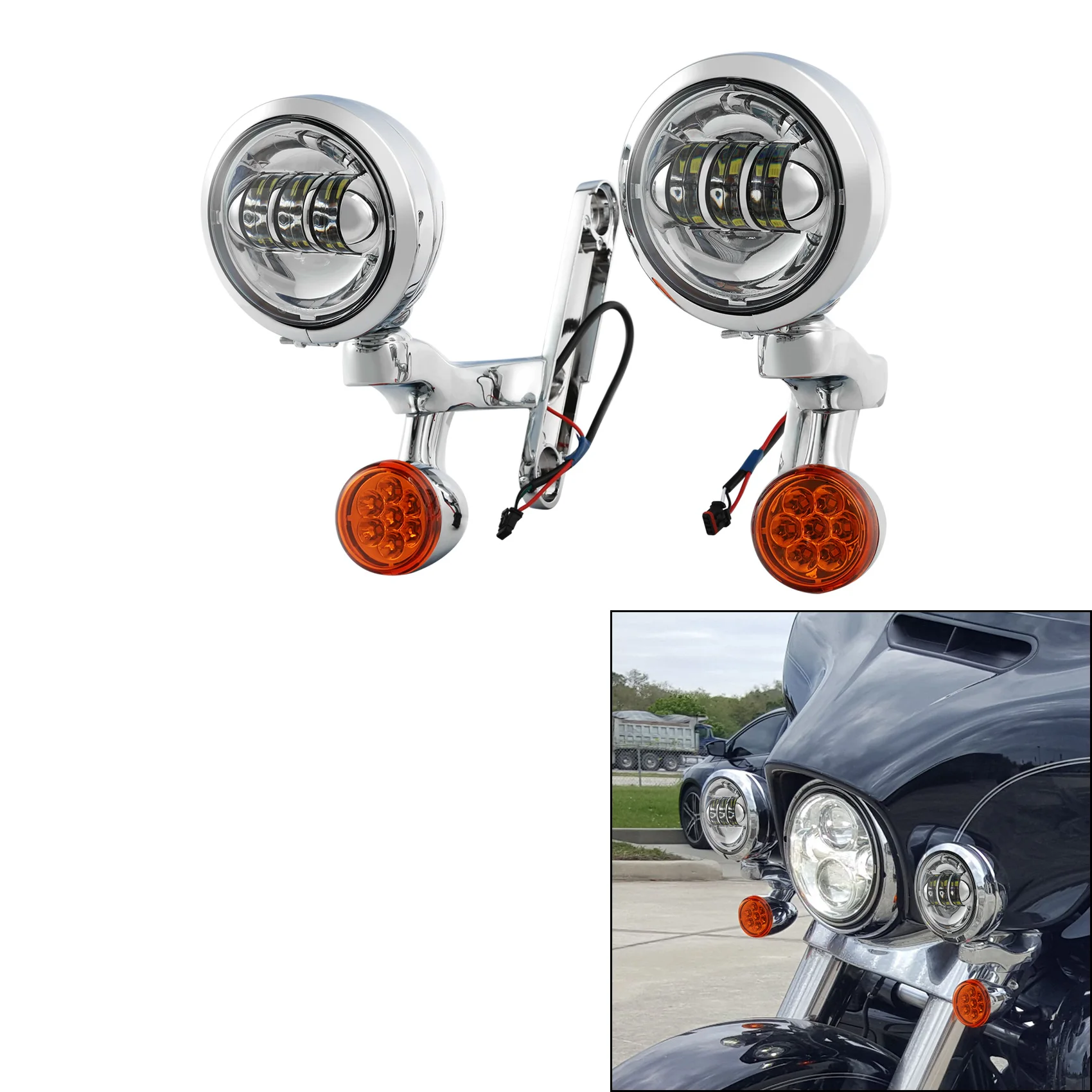 Turn Signal LED Spot Fog Light Bracket For Harley Touring Electra Glide Street Glide Road Glide 1994-2024 Motorcycle Accessories