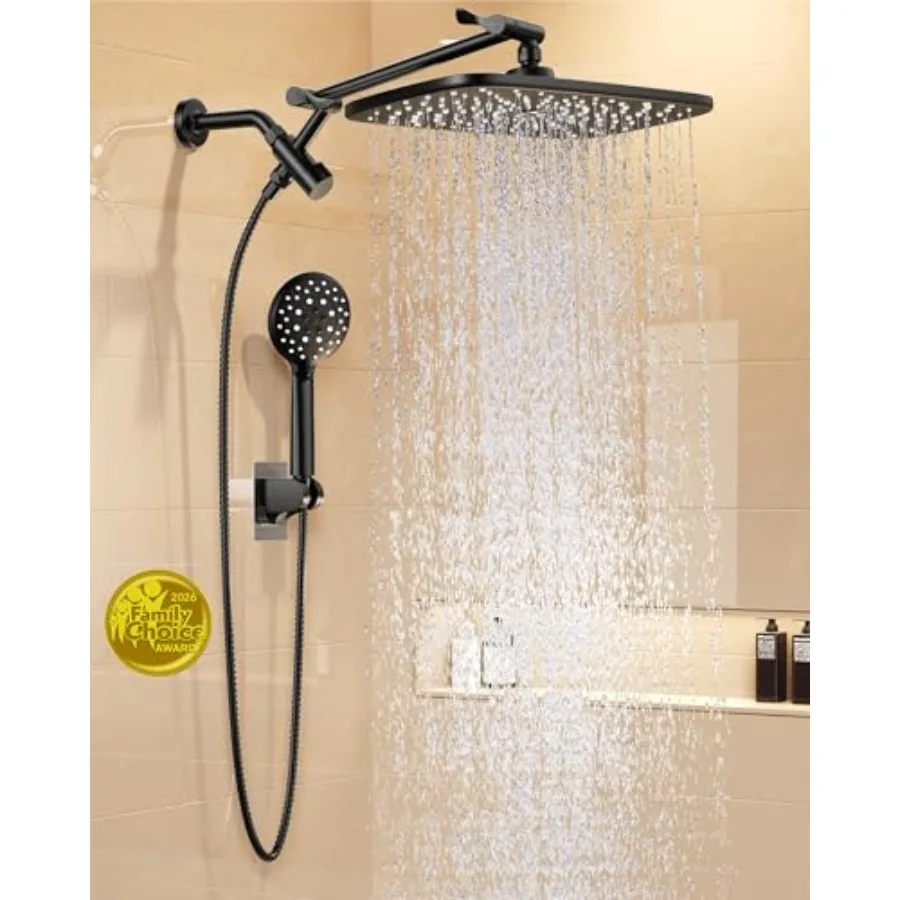 

11.8" Rain Shower Head with Handheld High Pressure Handheld Shower Heads with Multi Spray Modes Rainfall Combo with 15" Metal E