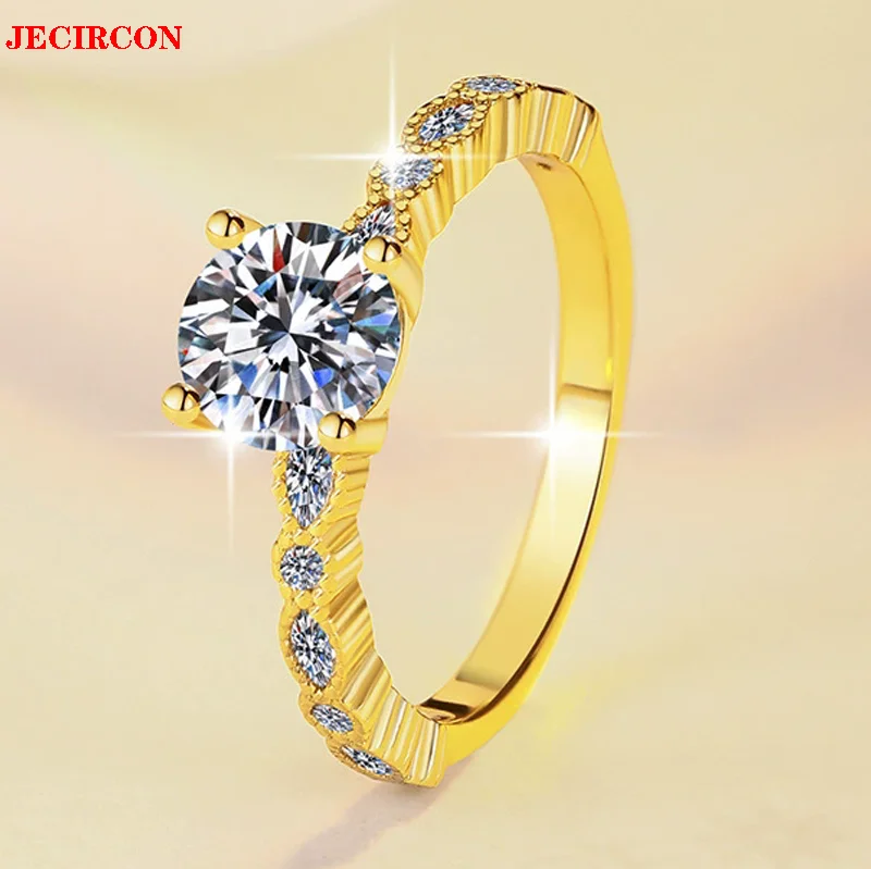 

JECIRCON 1 Carat Moissanite Ring for Women, 18K Gold Plated S925 Sterling Silver Jewelry, Dazzling Elegance for Every Occasion