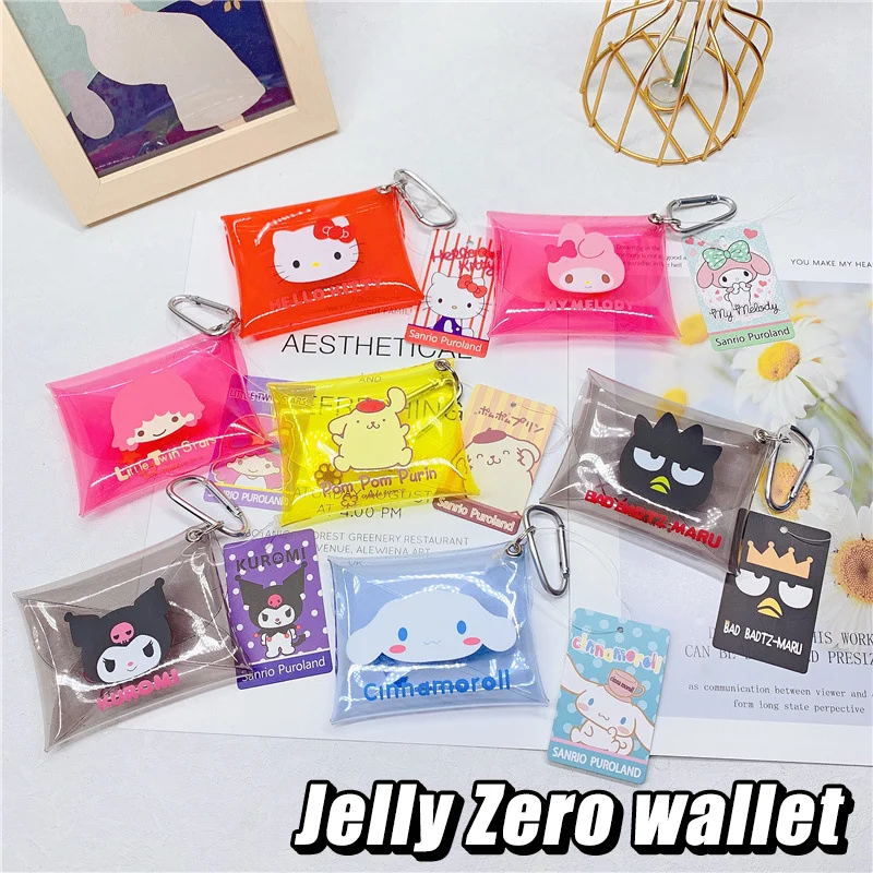 مرحبا كيتي حقيبة الظهر سحر لطيف المفاتيح الكرتون هلام عملة المحفظة الشفافة حافظة للبطاقات متعددة الألوان عيد الميلاد جي #1