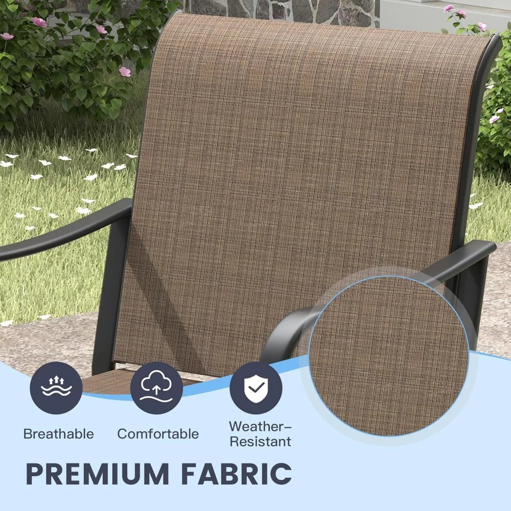 Set da bar da patio da 5 pezzi, tavolo da bar e sedie da esterno per 4, sgabelli da bancone, sedie da bar da patio e rotonde in metallo da 35,4 pollici