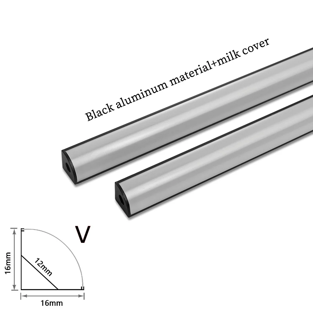 Black Cover 1-28 Pieces/Pack LED Aluminum Profile 0.5m/Piece U/V Shape Suitable For 8-12mm LED Light Strip Housing Channel led