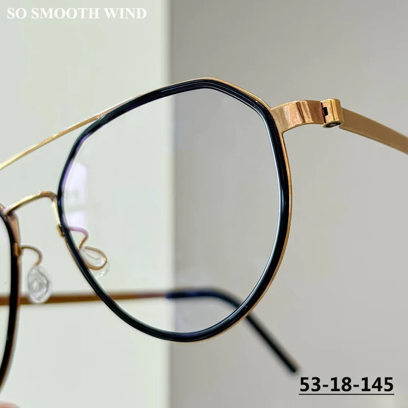 

Denmark Double Beam Glasses Frame Men Women Titanium Screwless Spectacles Eyewear 9745 Ultralight Pilot Oval Round Read Eyeglass