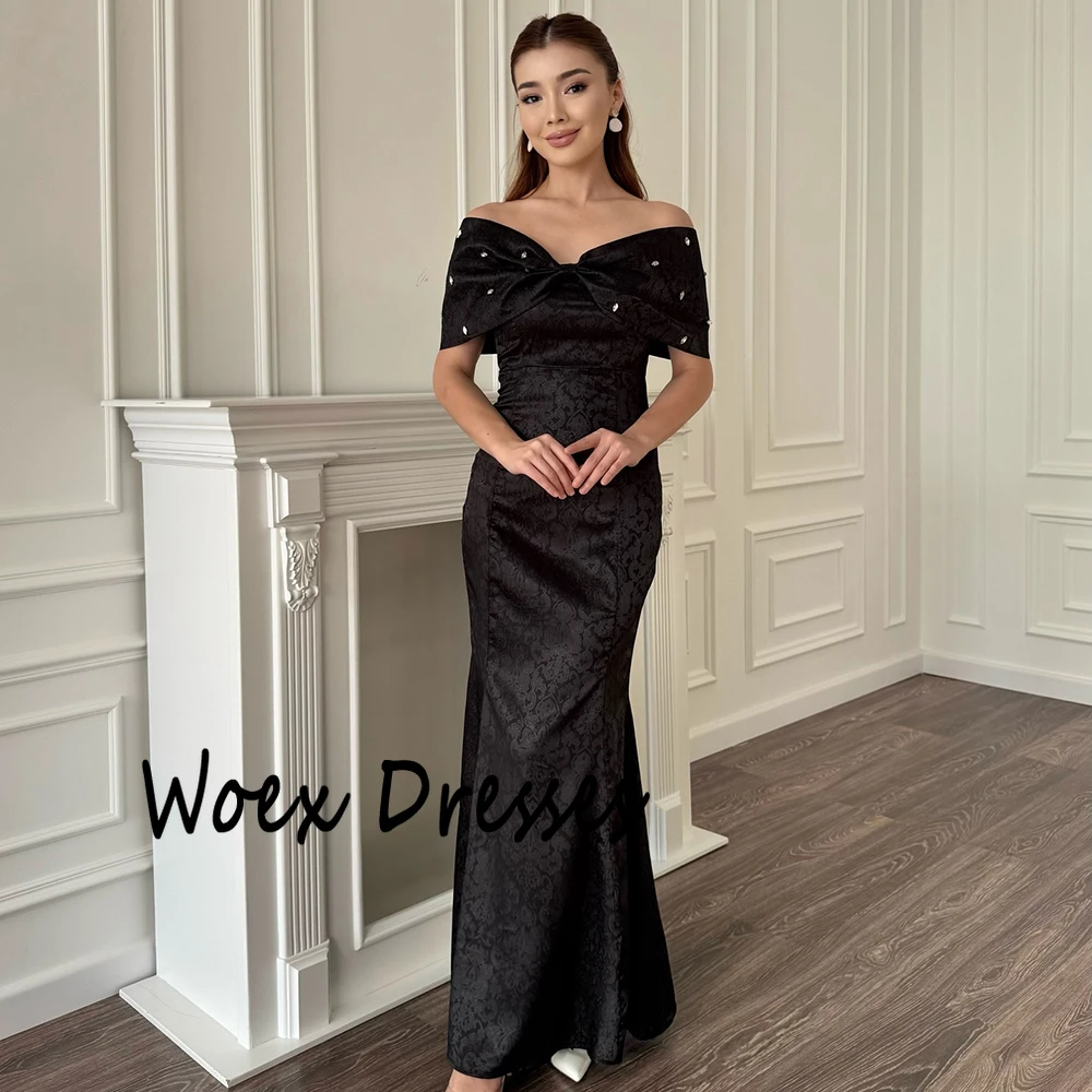 Sukienki wieczorowe damskie na ramiączkach, czarne, z odkrytymi ramionami, bez rękawów, satynowe, z kryształkami, sukienki na imprezę, syrenka, długość do kostek, suknie balowe.