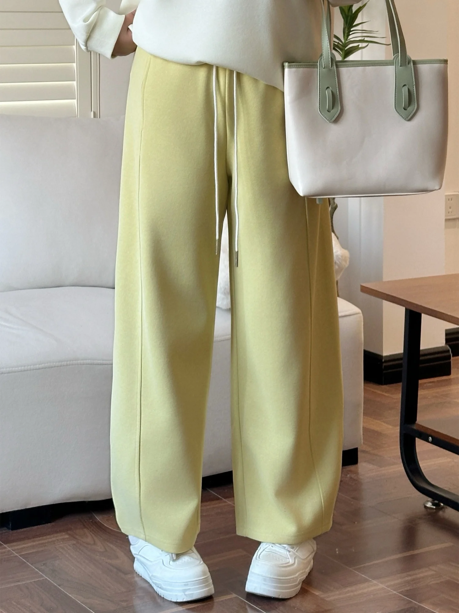 

High Waist Wide Leg Pants Casual Straight Cut Trousers Drawstring High Waist Knife Loose Slimming Spring Fashion for Women
