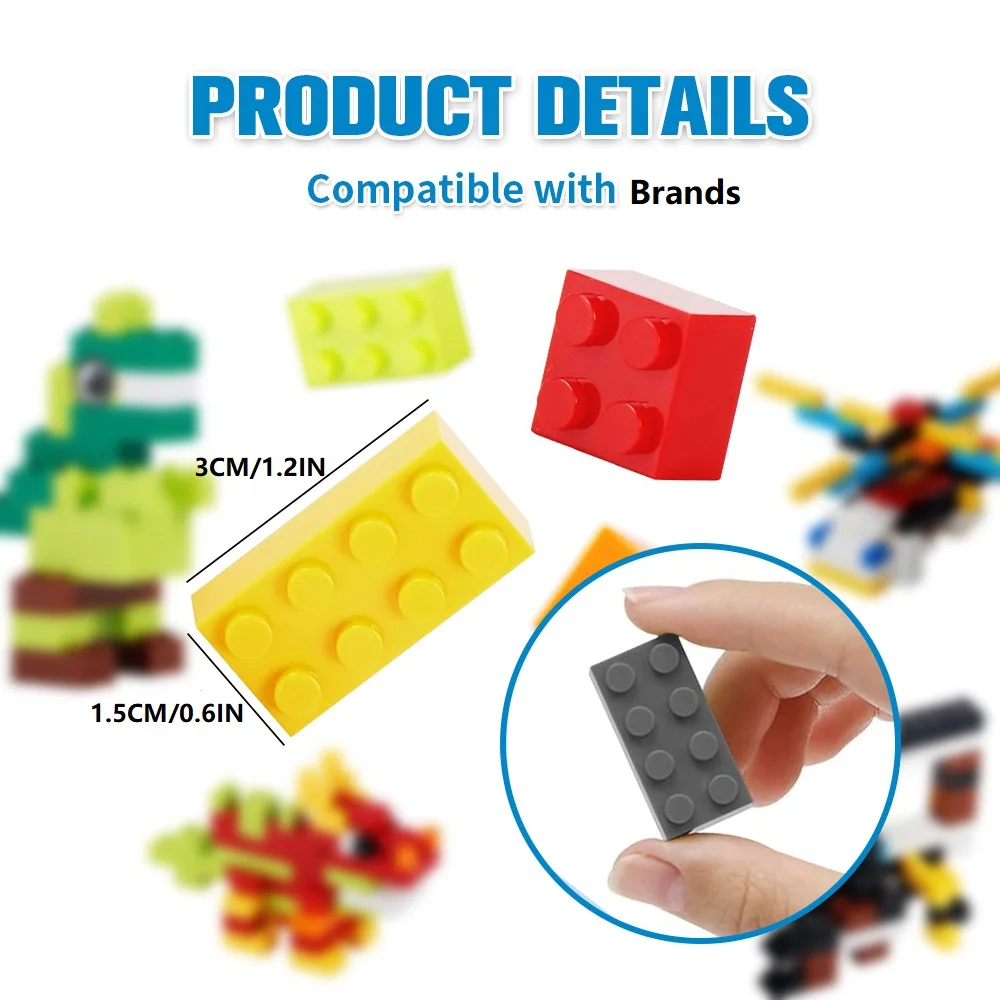 500/1000PCS Building Blocks Basic Parts Small Size Classic Bricks Accessories Toys for Kids Compatible with Mini Action Figures