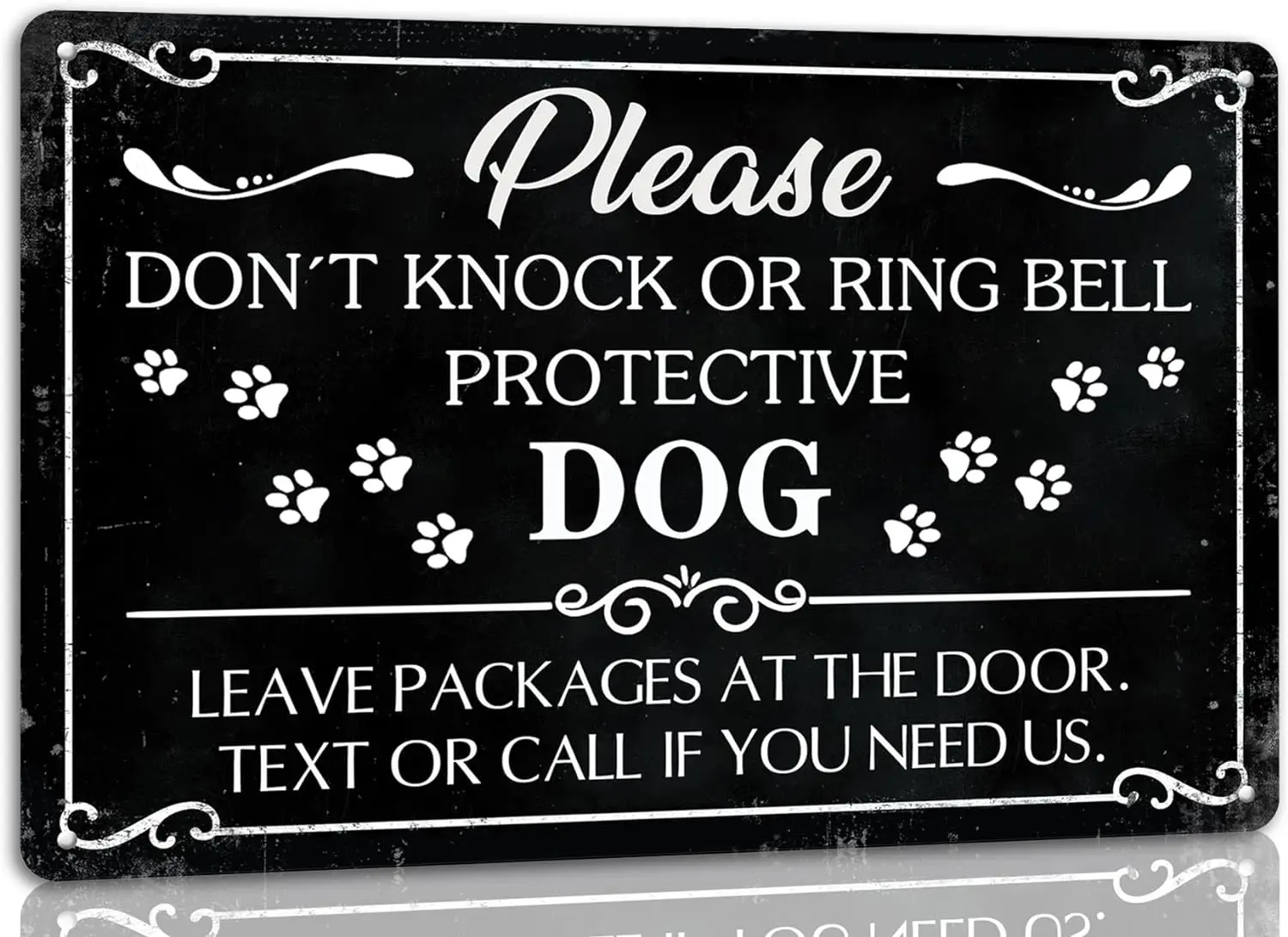 Please Don't Knock Or Ring Bell Protective Dog Leave Packages at The Door Metal Tin Sign Wall Decor for Front Door Baby Slee