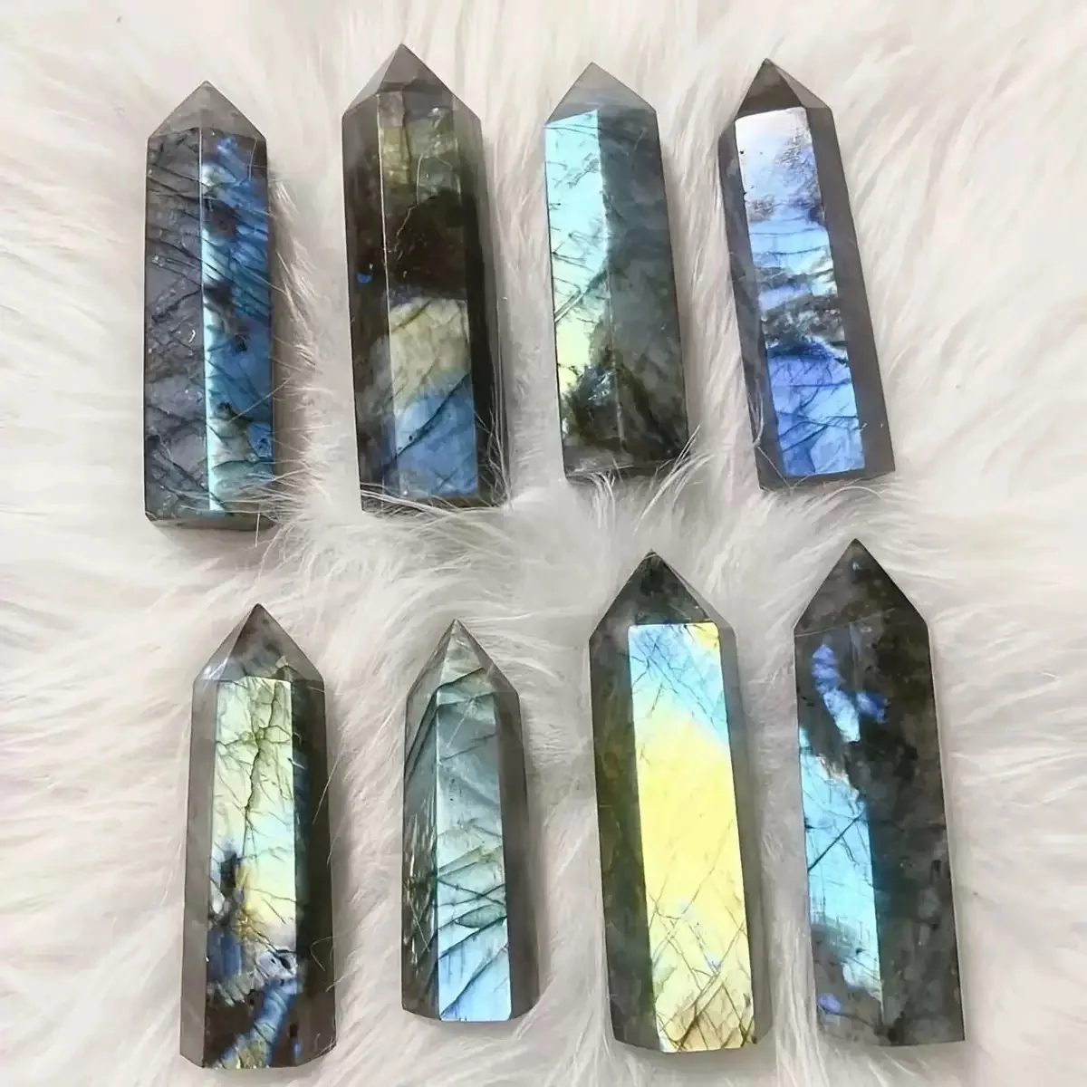 Natural Labradorite Tower Blue Gold Flash Hand Polished  Home Decor and Meditation Unique Energy StoneGift
