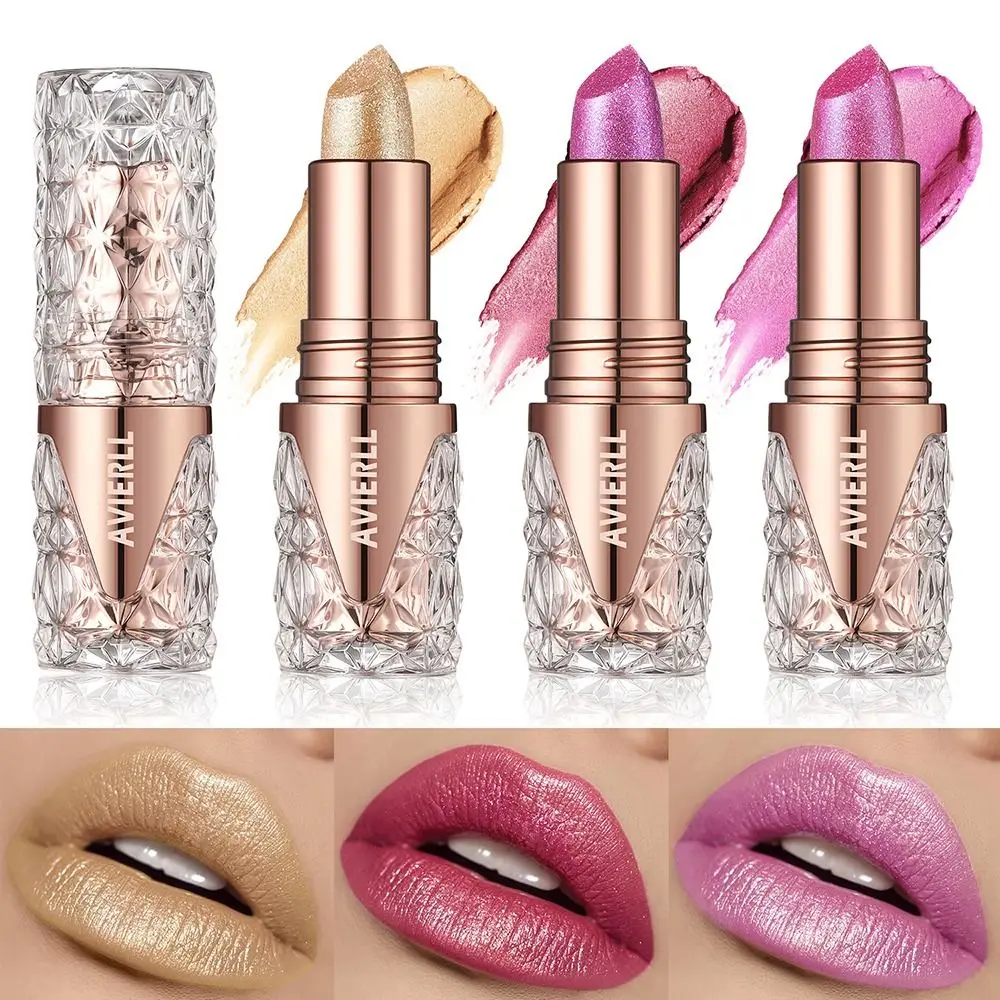 

1Pcs 10 Colors Glitter Lipstick Moisturizing Silky Long-Lasting Lips Makeup Waterproof Quicksand Gold Pearlescent Lip Tint