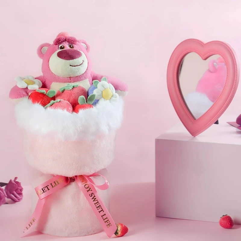 

New authentic Potdemiel lovely strawberry bear doll bouquet series to send female boyfriend couple doll Christmas gift.