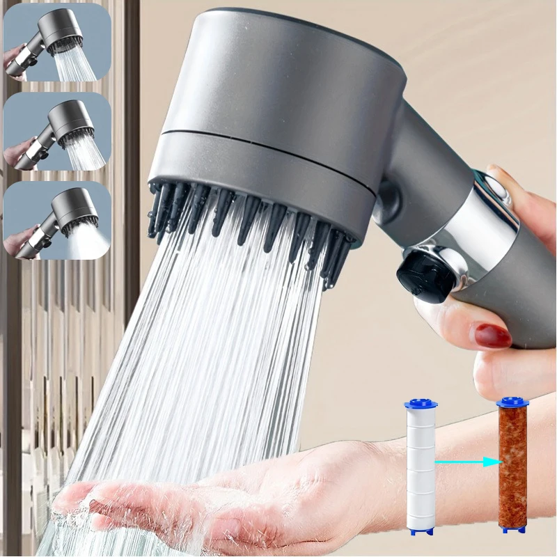 

3-Speed Pressure Shower Head with Filter- Water Purification for Home & Travel,Easy Install,Ideal for Camping, Backyard
