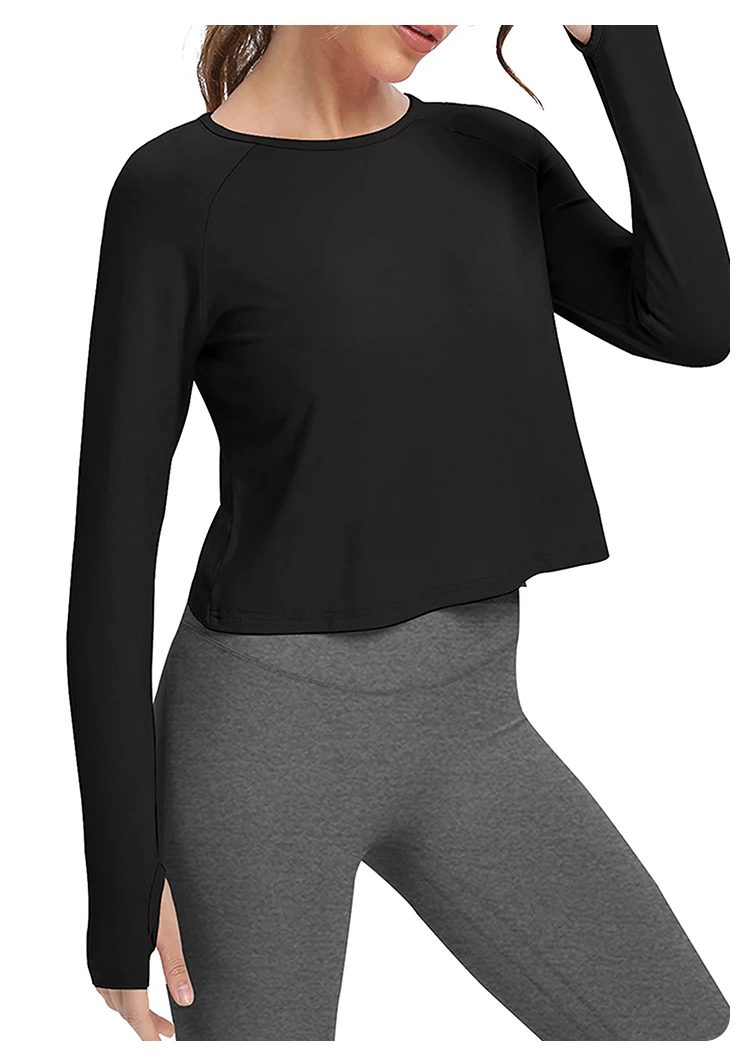Women's Long Sleeve Yoga vest Quick Dry Breathable Sports Top O-Neck Skinny Workout vest Running Training Gym Shirts Sport swear