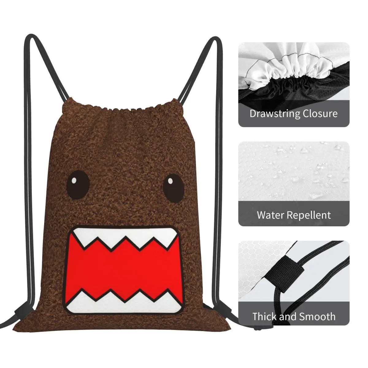 かわいい漫画ドモくんバックパックカジュアルポータ​​ブル巾着バッグ靴バッグブックバッグ旅行学校用