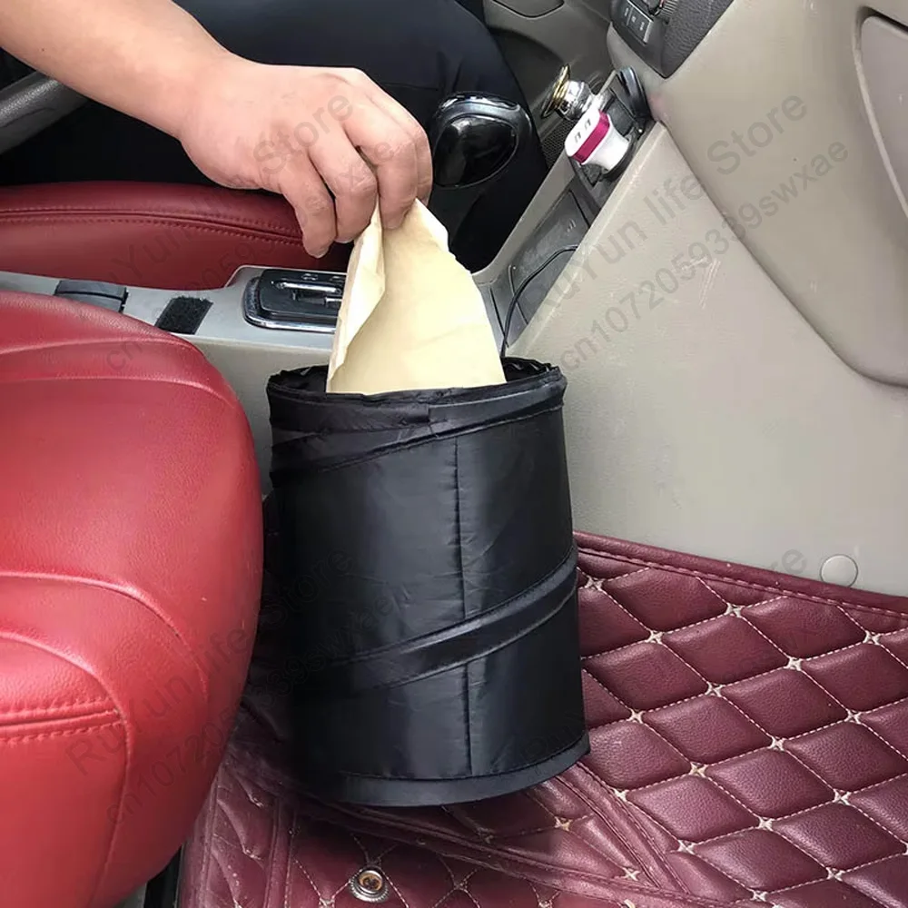 Black Car Trash Can Pack Bag Waterproof Car Trash Bag for Little Leak Proof Car Cooler Bag- Car Garbage Bag with Side Pocket 1Pc