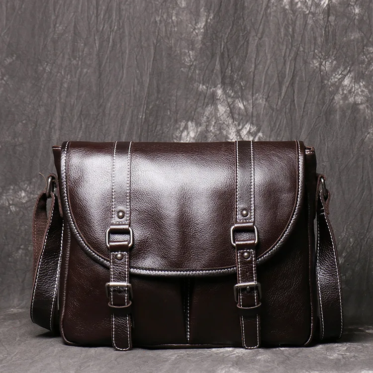 Valigetta vintage in vera pelle da uomo borsa a tracolla borsa a tracolla borsa a tracolla moda maschile casual pacchetto di file per il tempo libero