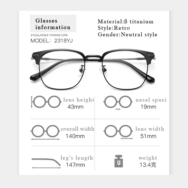 

High Quality Eyeglasses Frame Prescription Male Eyewear Full Rim Spectacles Man New Glasses Frame Men Business Style Fashion