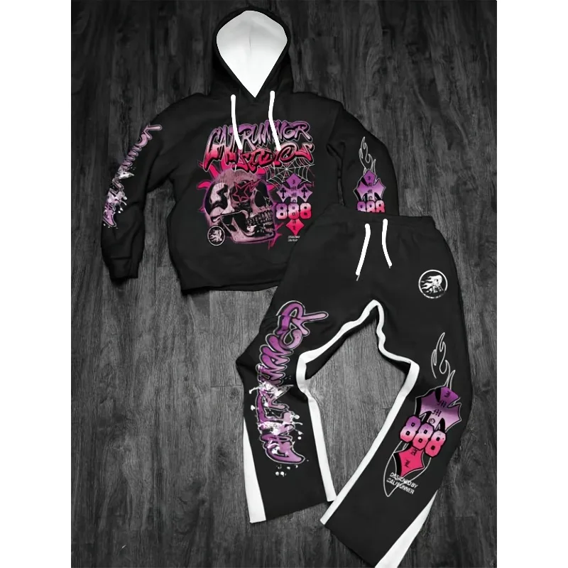 

25-26 Autumn/Winter New 3D Fashion Printed Adult Street Leisure Hoodie Set