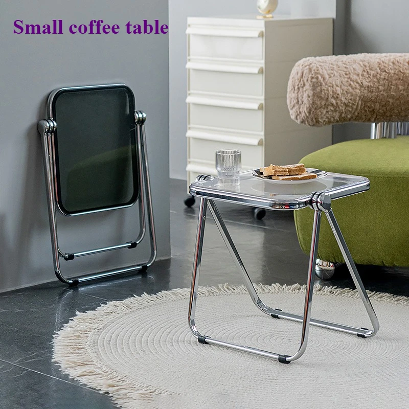 Składany przezroczysty mały stolik kawowy, minimalistyczny stół komputerowy, sofa do salonu, mały stolik kawowy, lekki luksusowy mały stół