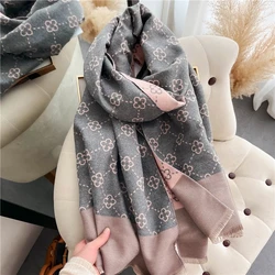 24 New Rush to Buy Women's Flower Luxury Design Double sided Cashmere Hand Scarf Office Windproof Shawl Warm Neckband for Travel