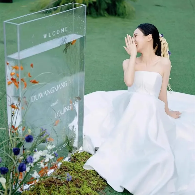 Acrylic water tank fish tank photography wedding shooting props transparent shallow sink tray experimental water tank box